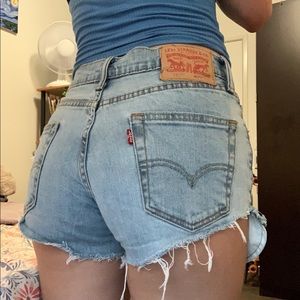 Levi’s Light Wash Distressed Jean Shorts